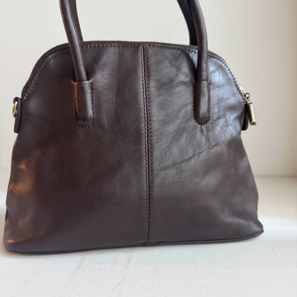 Vintage 90s Deep Dark Chestnut Brown Leather Handbag - Picture 6 of 8